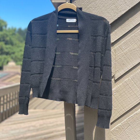 Calvin Klein Semi-Sheer Black Cardigan, Bolero Sweater - Picture 1 of 5